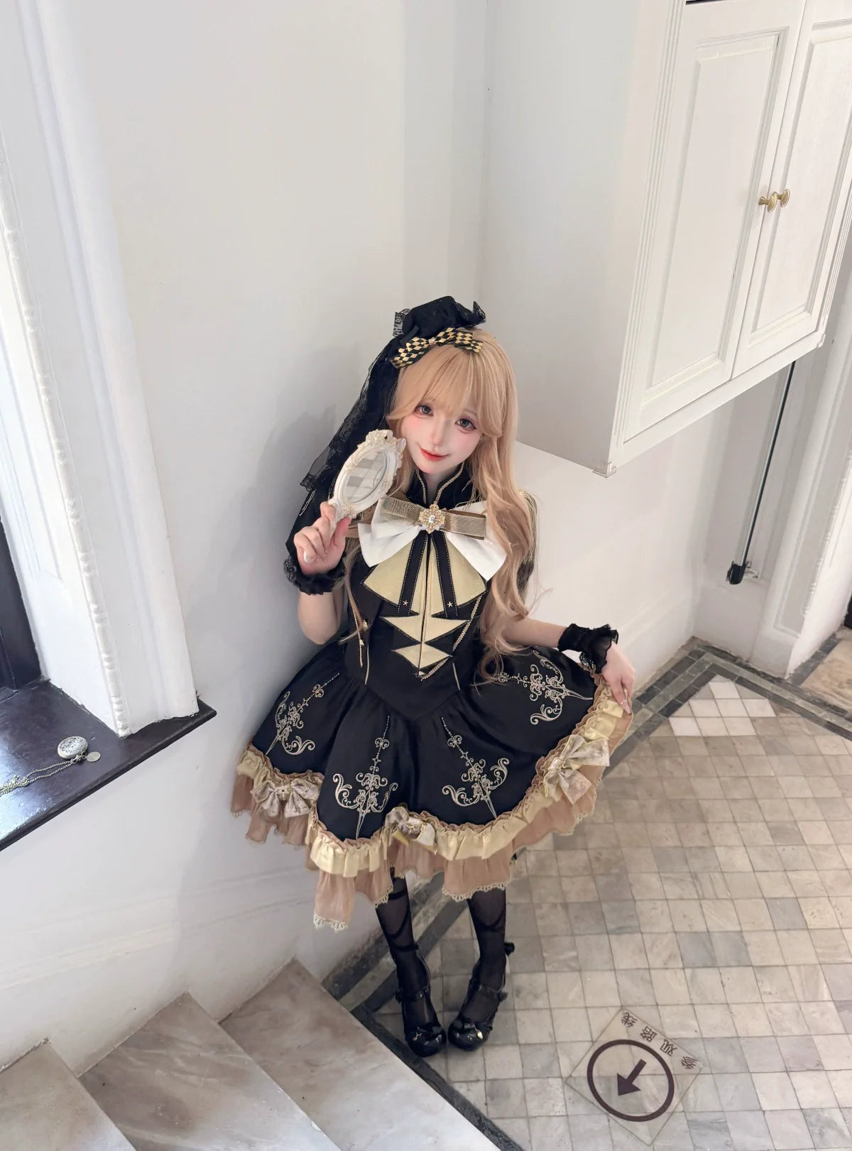 Glitter Oath - Military Lolita OP Dress with Detachable Split Tail Cloak - image 19