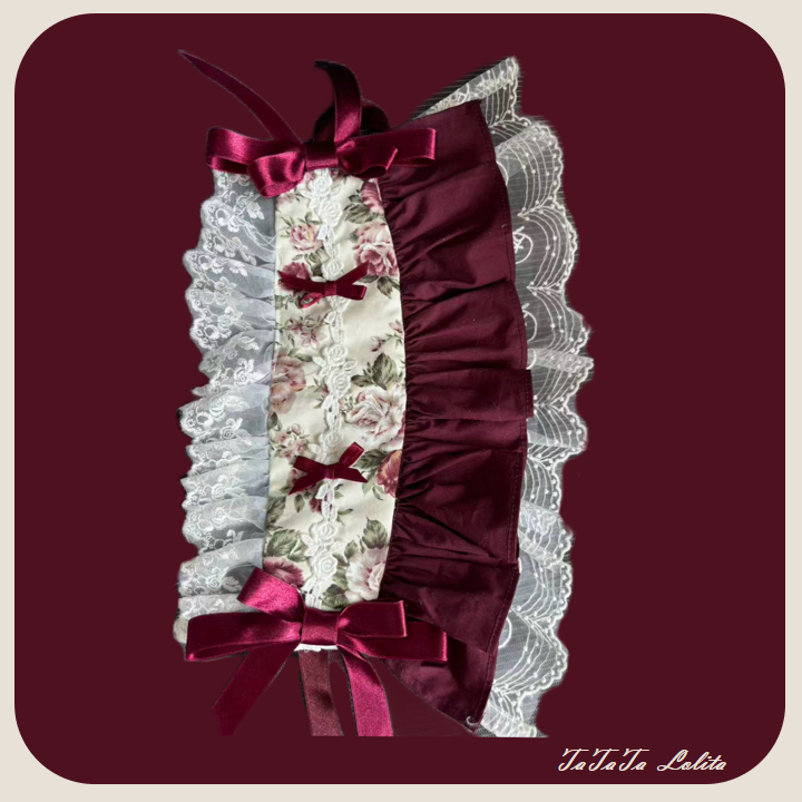 Burgundy Rose - Floral Printed Old School Lolita JSK, Elegant Cape and Accessories - image 31