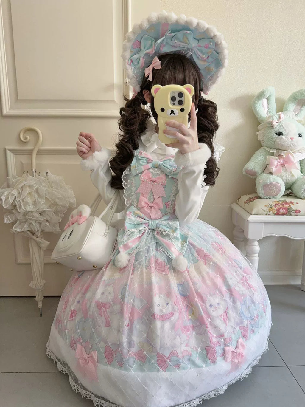 Candy Mary Cat - Fluffy Sweet Lolita JSK Dress, Kitten Print - image 15