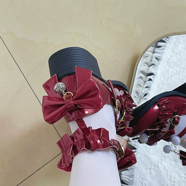 Fairy Godmothe - Preppy Style Flat Shoes Mid Heel Round Toe Lolita Shoes - image 17
