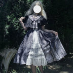 Silent Church - Gothic Lolita JSK Dress Printed Dress Thin Shawl Set - image 11