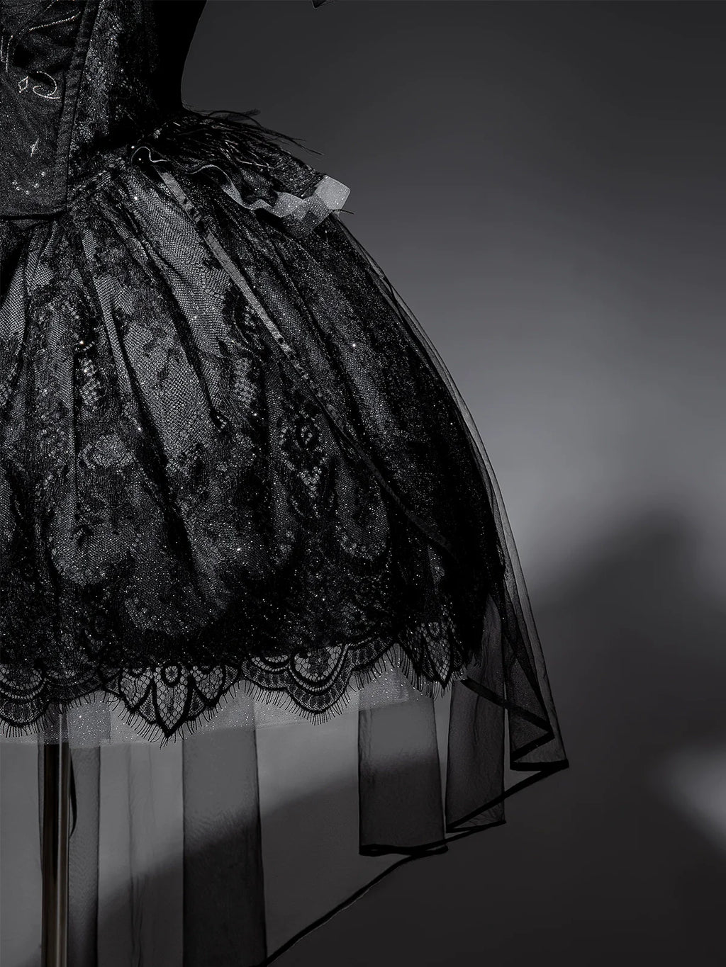Star Swan Dream - Black Gothic Lolita JSK Dress, Swan Embroidery - image 23