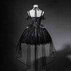 Star Swan Dream - Black Gothic Lolita JSK Dress, Swan Embroidery - image 3