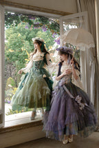 Wild Roses of Arles Purple Green Oil Painting Print Cowl Neck Tail JSK Classic Lolita Dress and Accessories - image 2