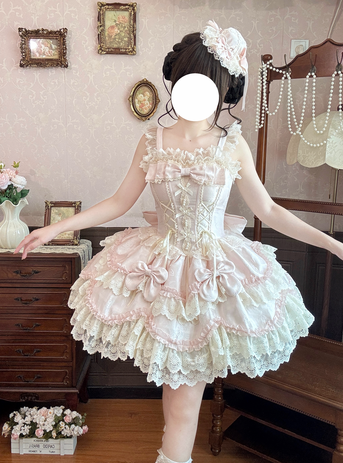 Realm of Sea Moon Sweet Lolita Jacquard JSK and Accessories - image 13