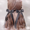 Black Lace Bow Rhinestone Lolita Hair Clip and Brooch - image 2