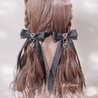 Black Lace Bow Rhinestone Lolita Hair Clip and Brooch - image 2
