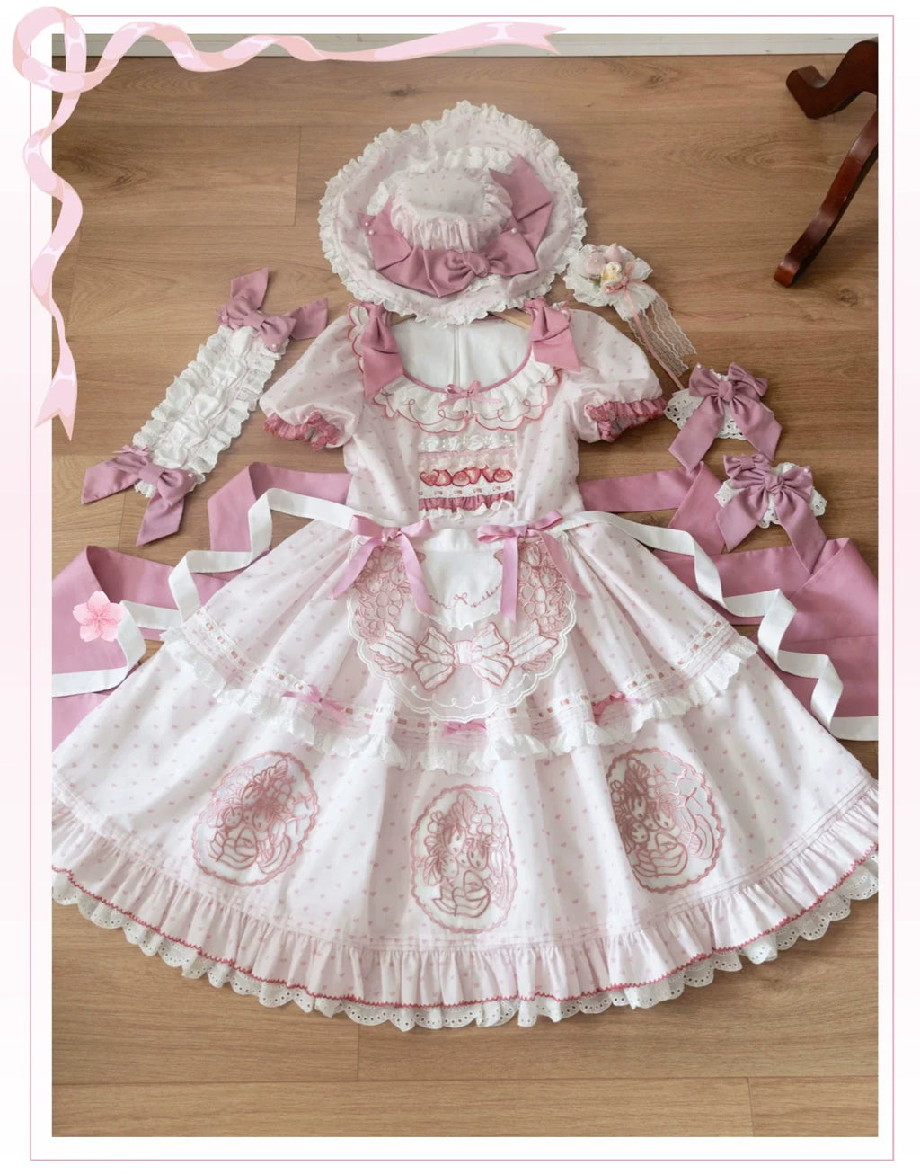 Berry Trap Embroidered Sweet Lolita OP Dress and Accessories - image 14