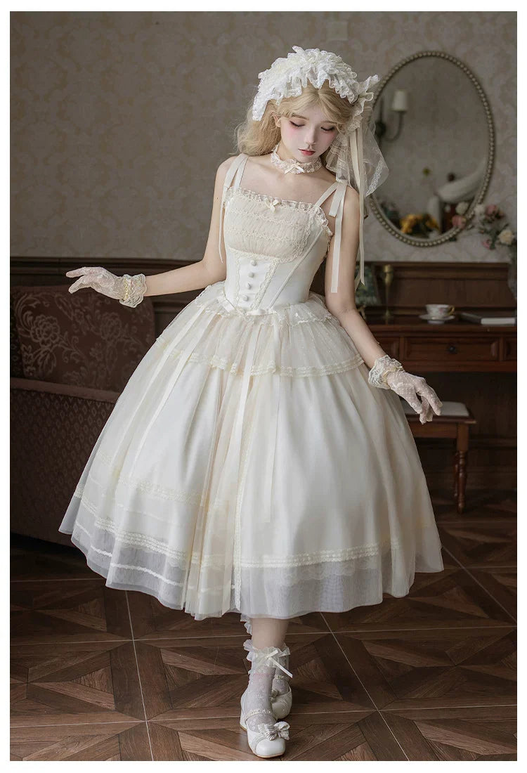 Confession Poem - Classic Lolita Corset JSK Set, Lace & Bows - image 18