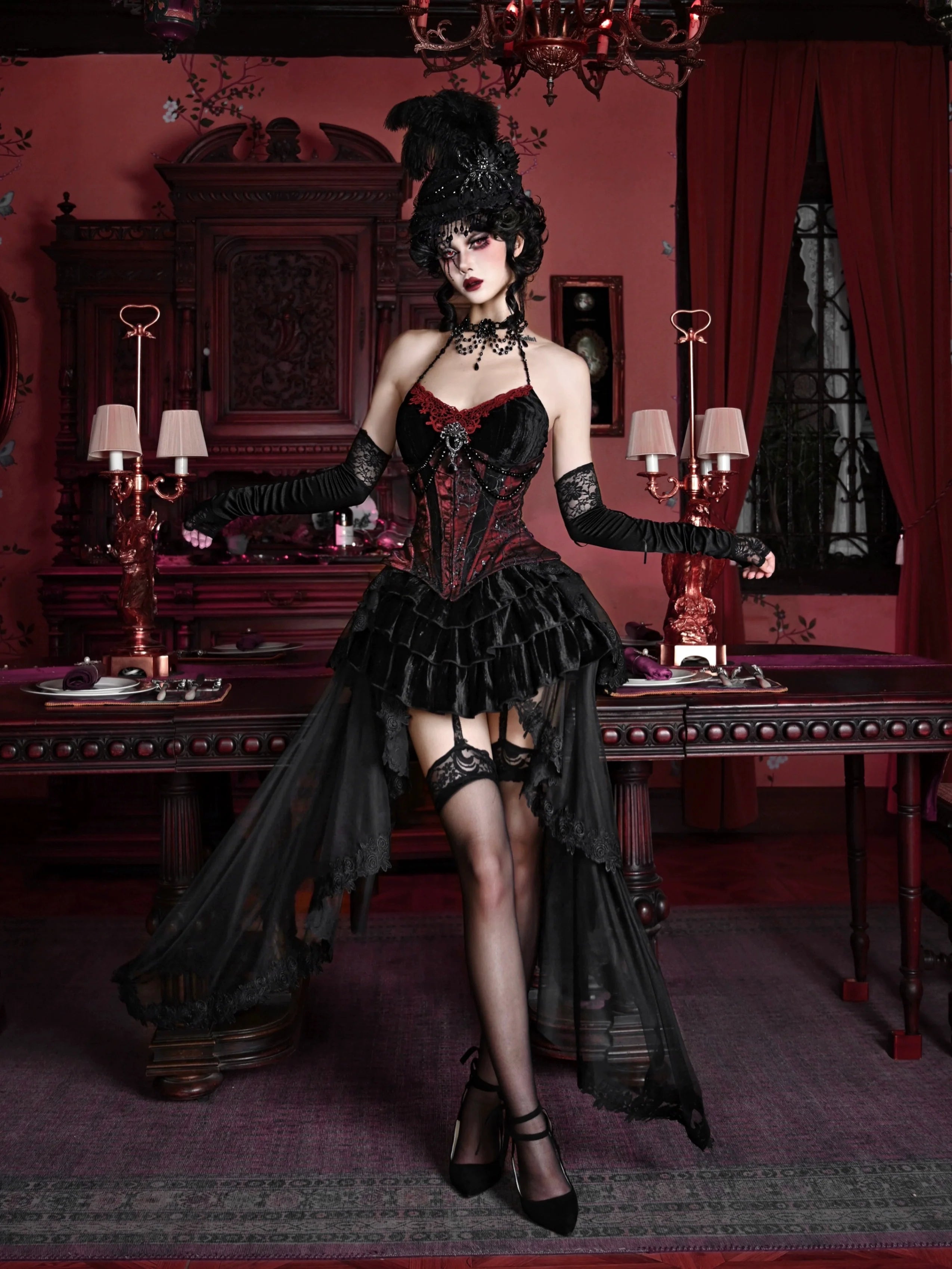 Duchess - Velvet Gothic Lolita Dress, Corset & Skirt - image 21