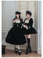Apocalypse - Gothic Lolita Velvet OP Dress Set, Fishbone Waist - image 8