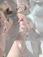 Muse Kiss - Elegant Lolita Shoes Lace-up Bow Heels Round Toe - image 29