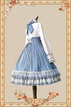 Elegant Lolita Stripe High-waist Jumper Dress Set and Cape - image 42