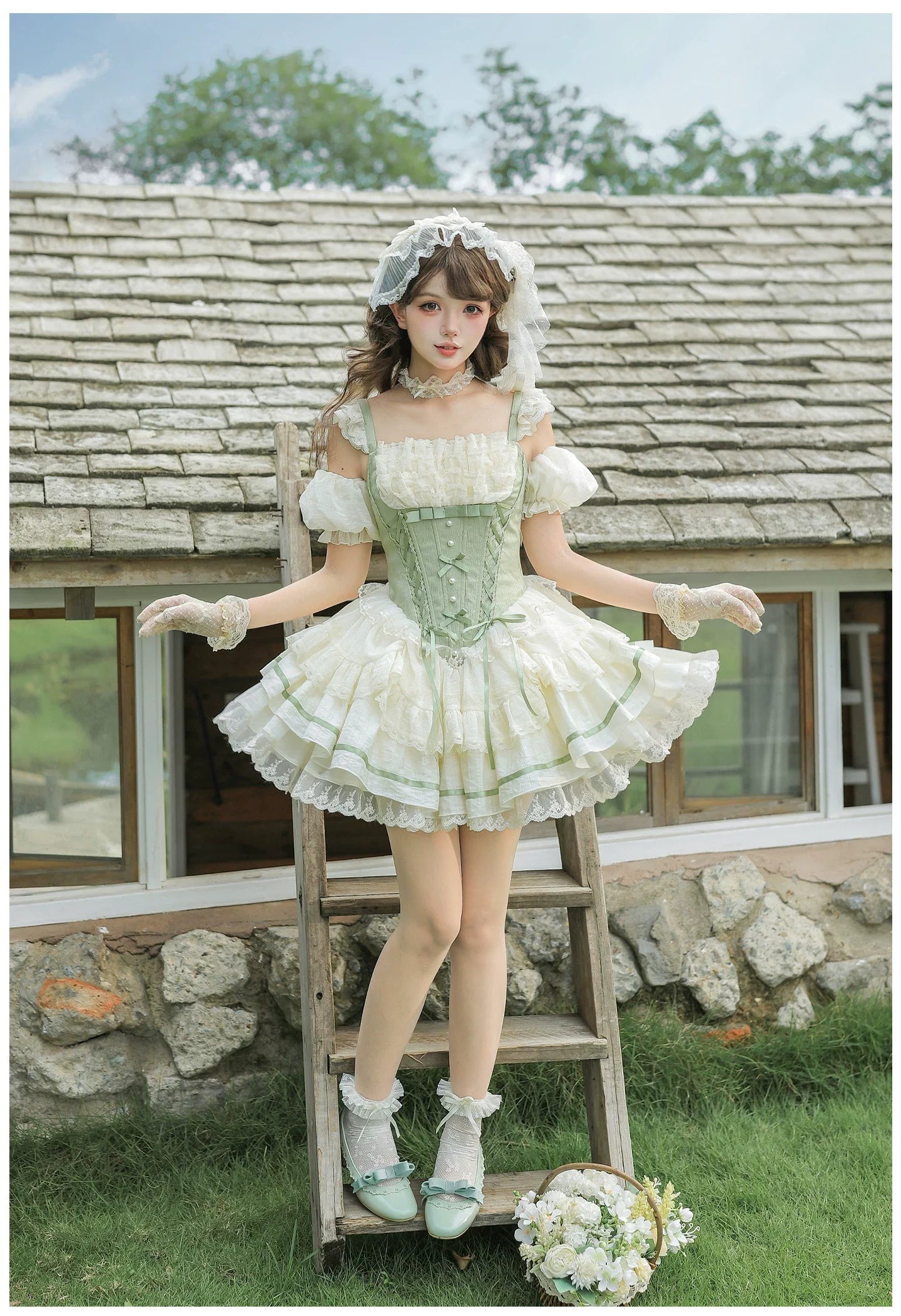 Unfailing - Classic Lolita Bow Jacquard Corset JSK Dress - image 17