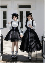Monochrome Sonata - Classic Lolita Bust-supporting JSK Set, Piano Inspired - image 1