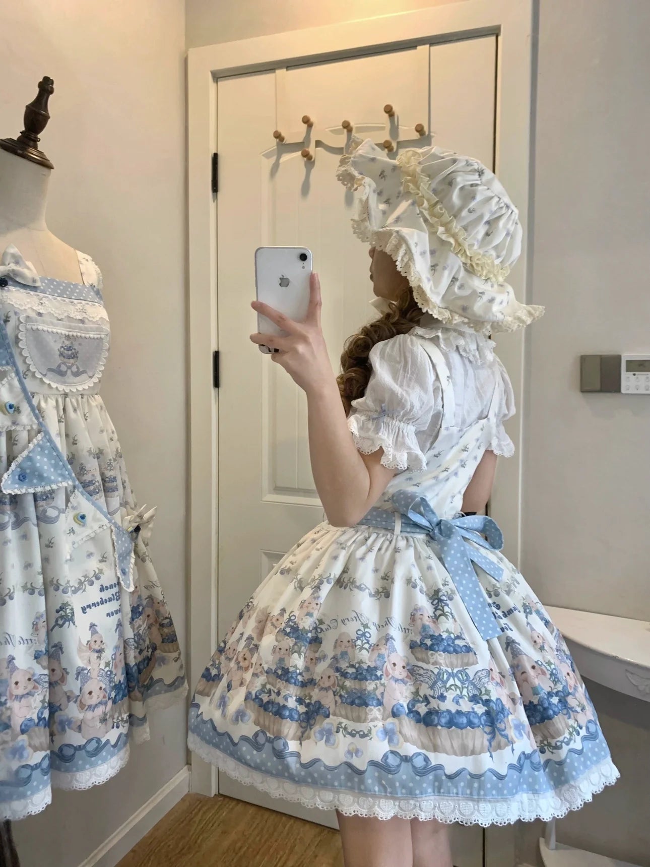 Blueberry Tart Party - Sweet Blue Lolita Salopette Dress Blueberry Tart Print JSK Dress and Accessories - image 9