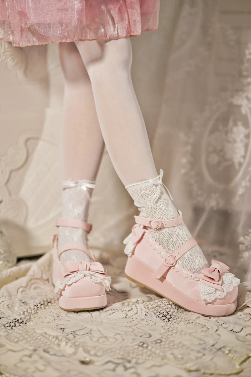 Milky Puff - Sweet Lolita Heels Shoes, Round Toe With Petite Wedge - image 10