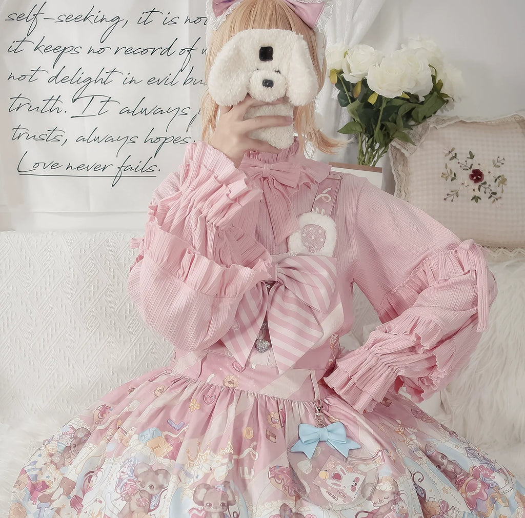 First Snow - Sweet Lolita Sweater Winter Puff Sleeve Knitting Innerwear - image 8