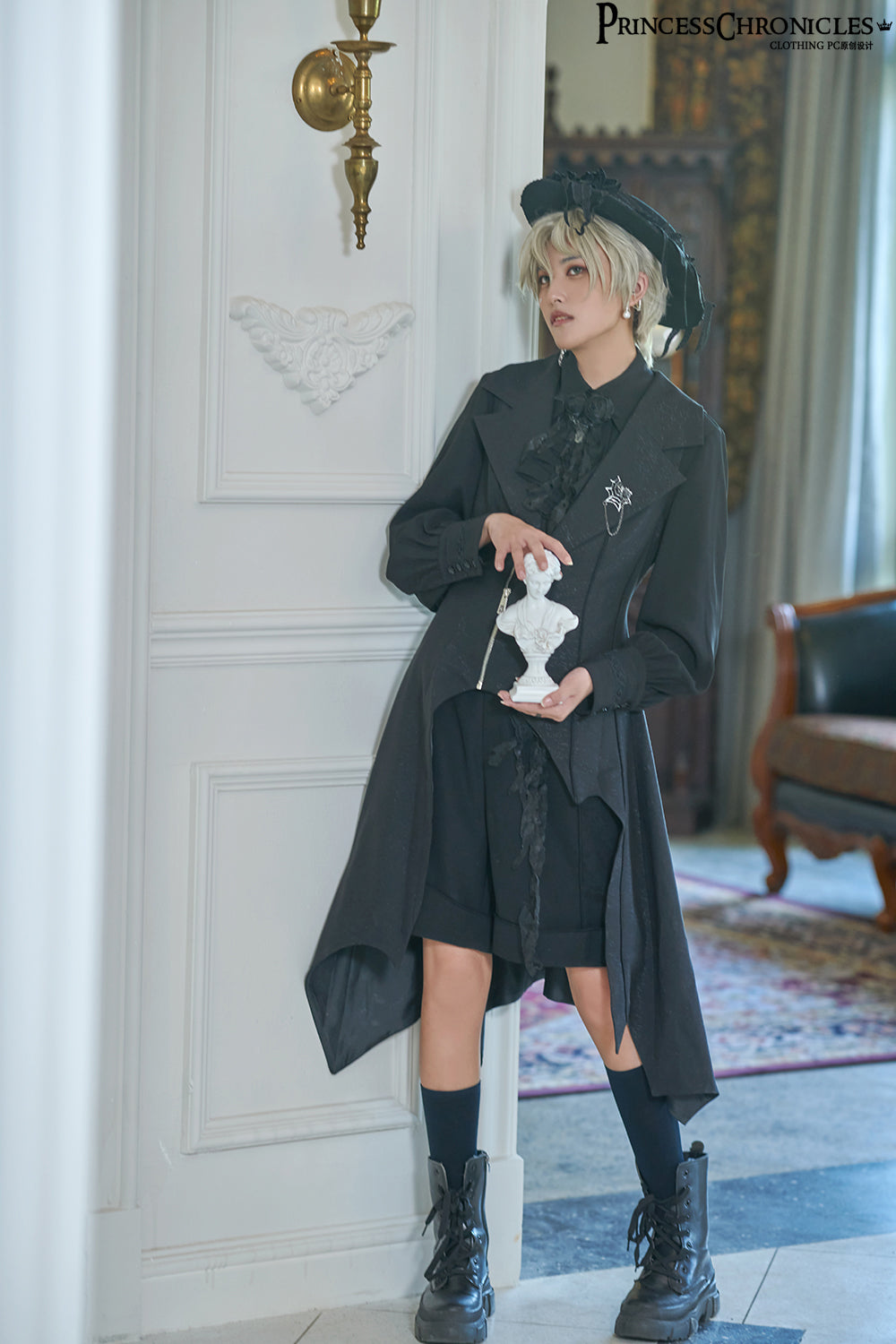 Wind - Ouji Lolita Black Long Vest - image 12