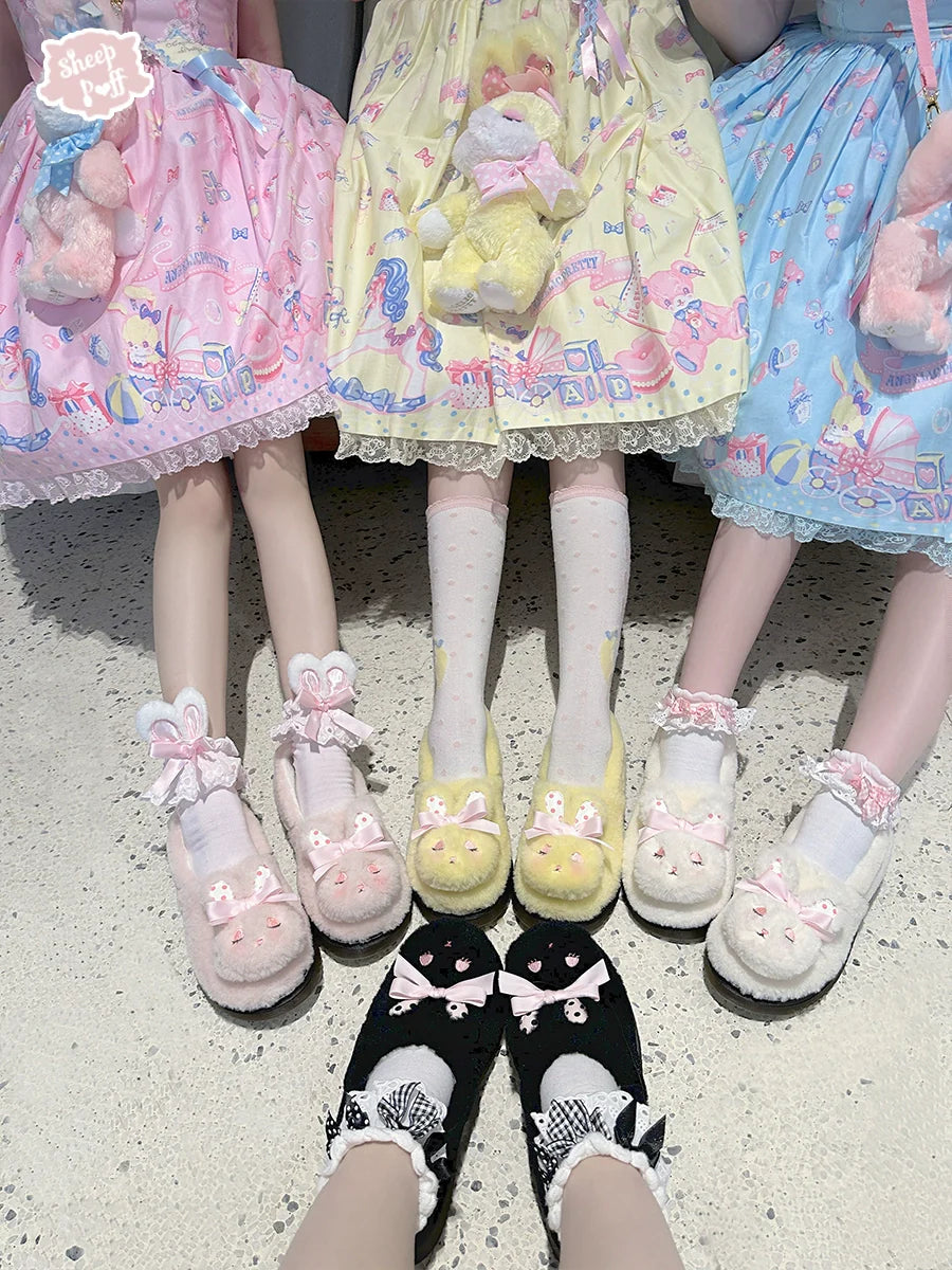 Rabbit Fur - Sweet Lolita Shoes Plush Rabbit Winter Lolita Shoes - image 3