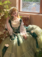 Wild Roses of Arles Purple Green Oil Painting Print Cowl Neck Tail JSK Classic Lolita Dress and Accessories - image 7