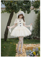 White Mist Promise - Classic Lolita Corset OP Set, Edwardian Collar & Tiered Hem - image 19