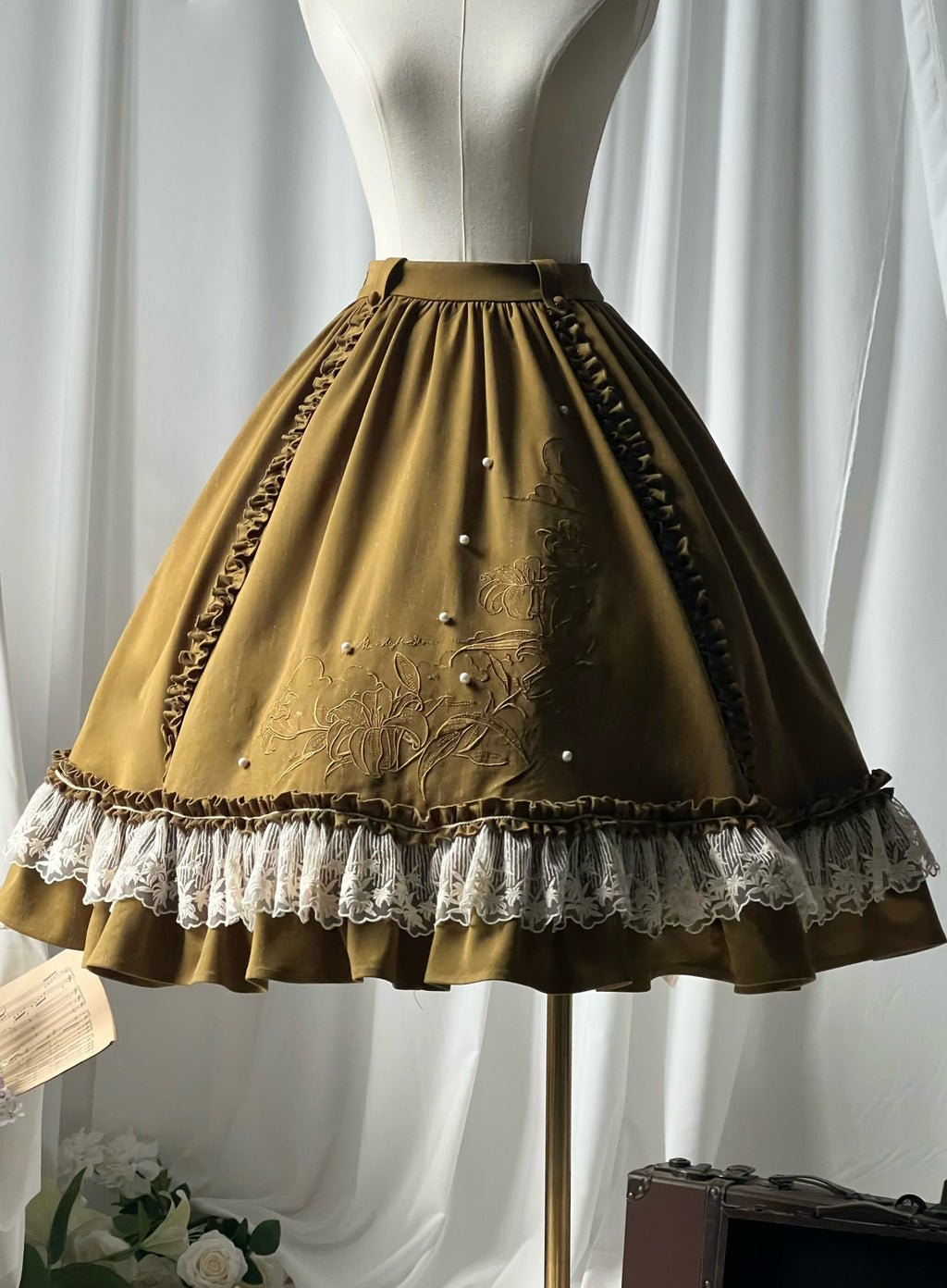 Embroidered Classic Lolita OP Dress, Lace Trim Shirt and Accessories - image 28