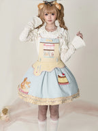 Teddy Bear Bakery Embroidered Cake Applique Sweet Lolita Suspender Skirt Set - image 3