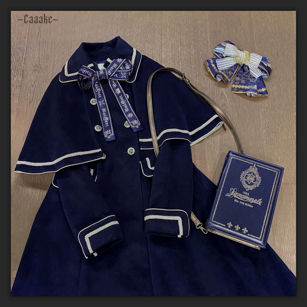 Galaxy Traveler - Classic School Lolita Overcoat with Detachable Cape and Bow - image 9