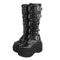 J-fashion Punk Lolita Classic Black High Boots - image 1