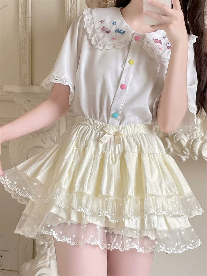 Sweet Lolita Cotton Bloomers, Lace Polka Dot Hem - image 13