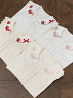 Sweet Lolita Jacquard Blouse, Strawberry Embroidery Collar - image 3