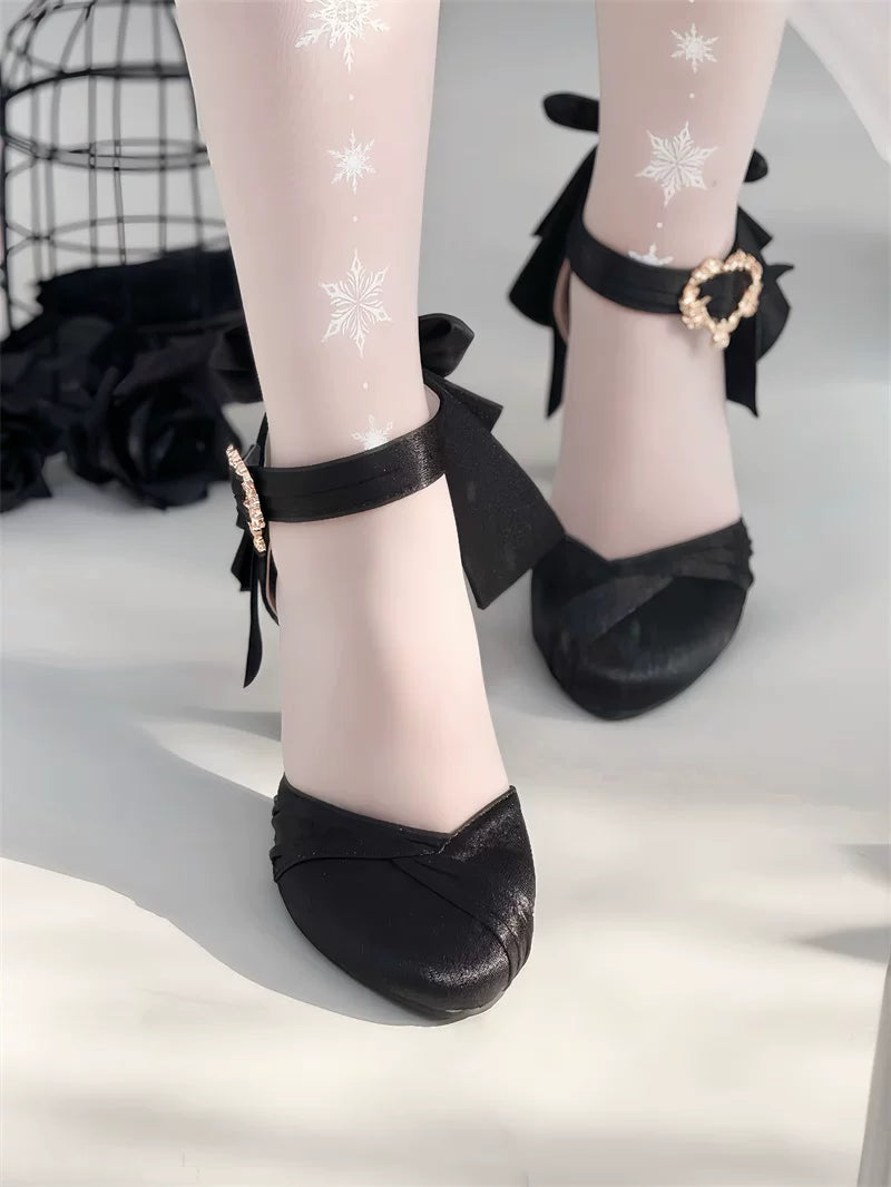 Coronation - Classic Lolita Wine Glass Heel Shoes with Detachable Bows - image 24