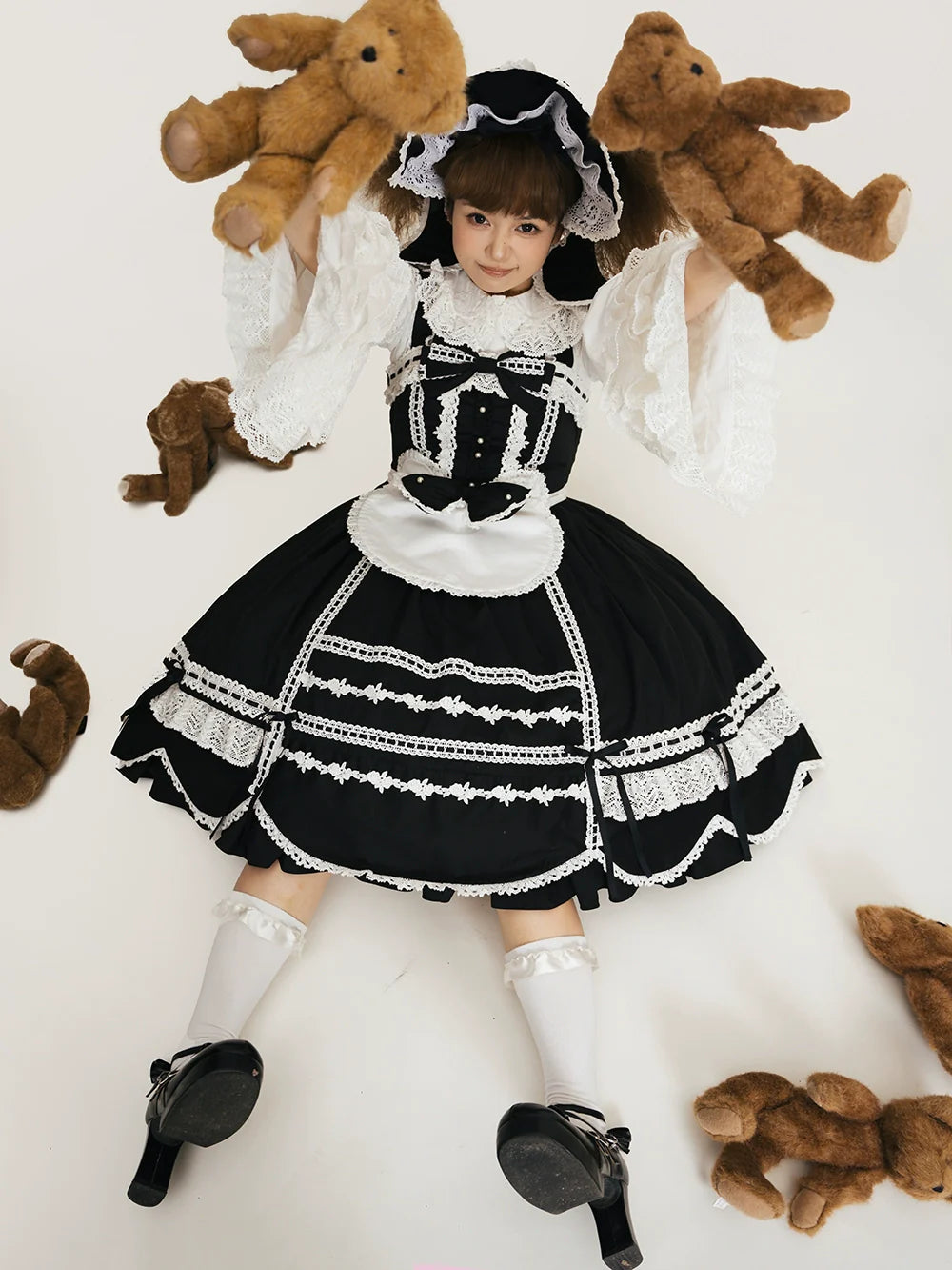 Vintage Petal Rabbit - Cotton Old School Lolita JSK Dress, Petal-Shaped Hem - image 9