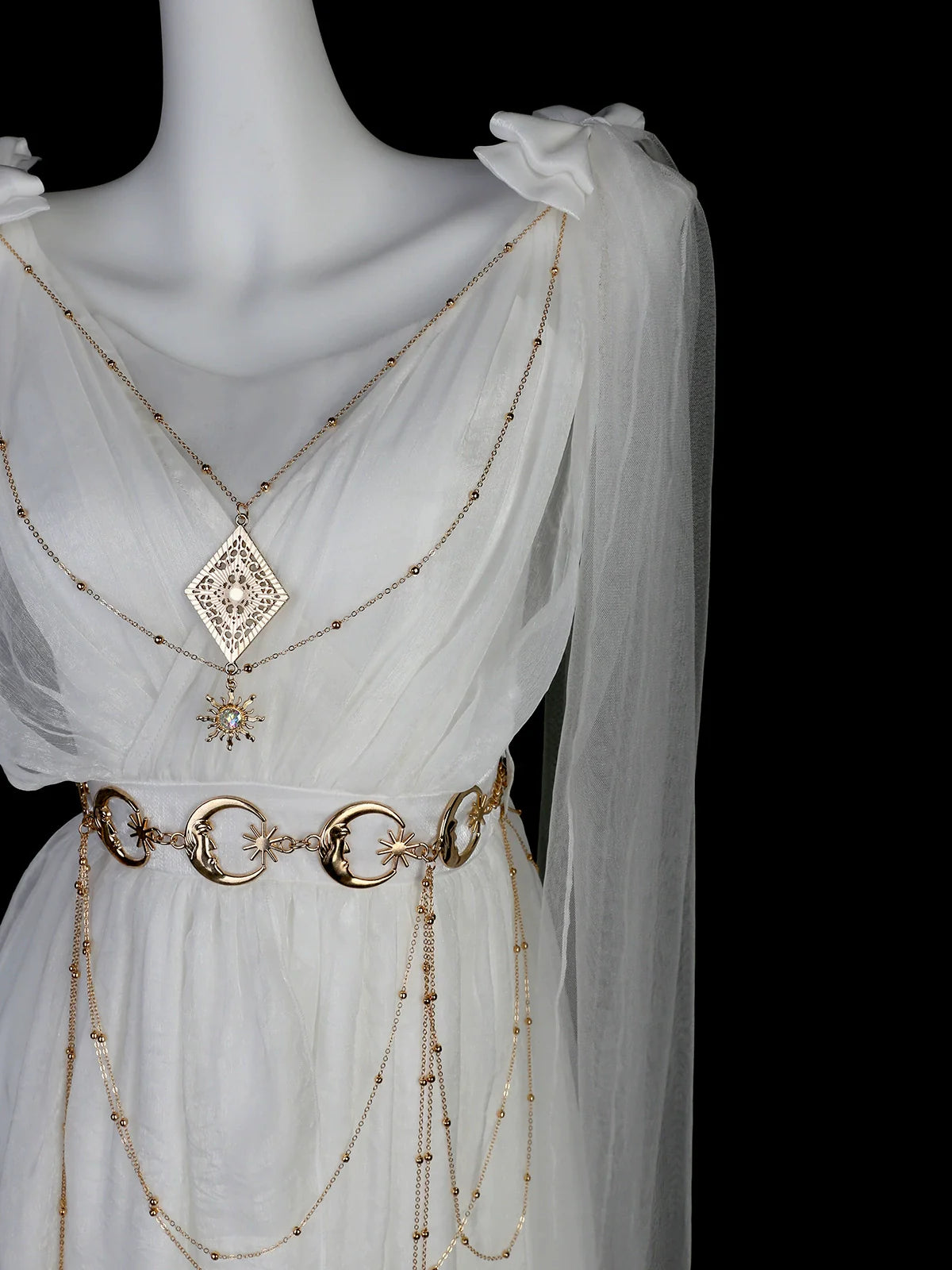 Divine - Elegant Greek Mythology Style Lolita JSK Irregular Hem White JSK Dress - image 9