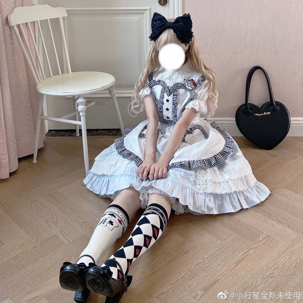 Daily Lolita Cotton Asymmetric Print Socks - image 3