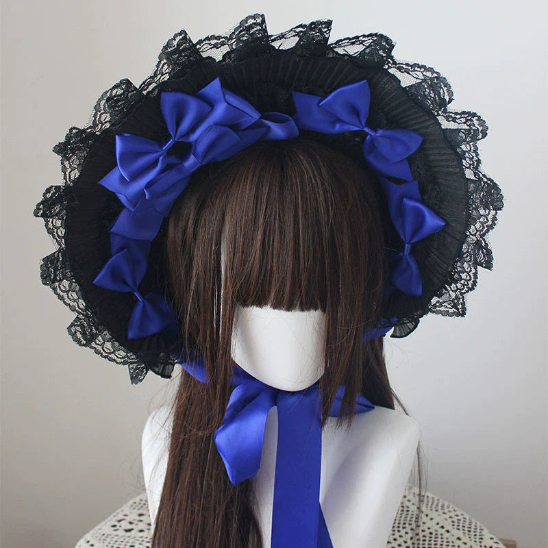 Gothic Lolita Handmade Bonnet with Bows and Beads - image 15