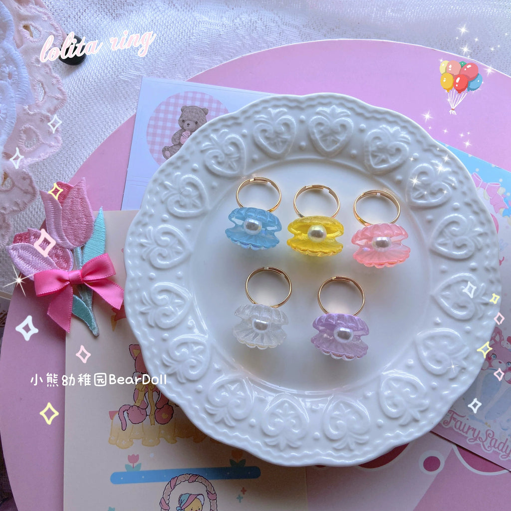 Kawaii Lolita Shell & Heart Adjustable Ring Collection - image 18