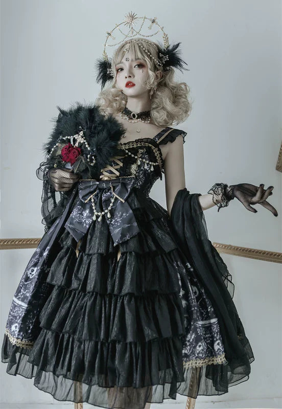Dragon Witch - Printed Gothic Lolita JSK Dress, Front Opening - image 9