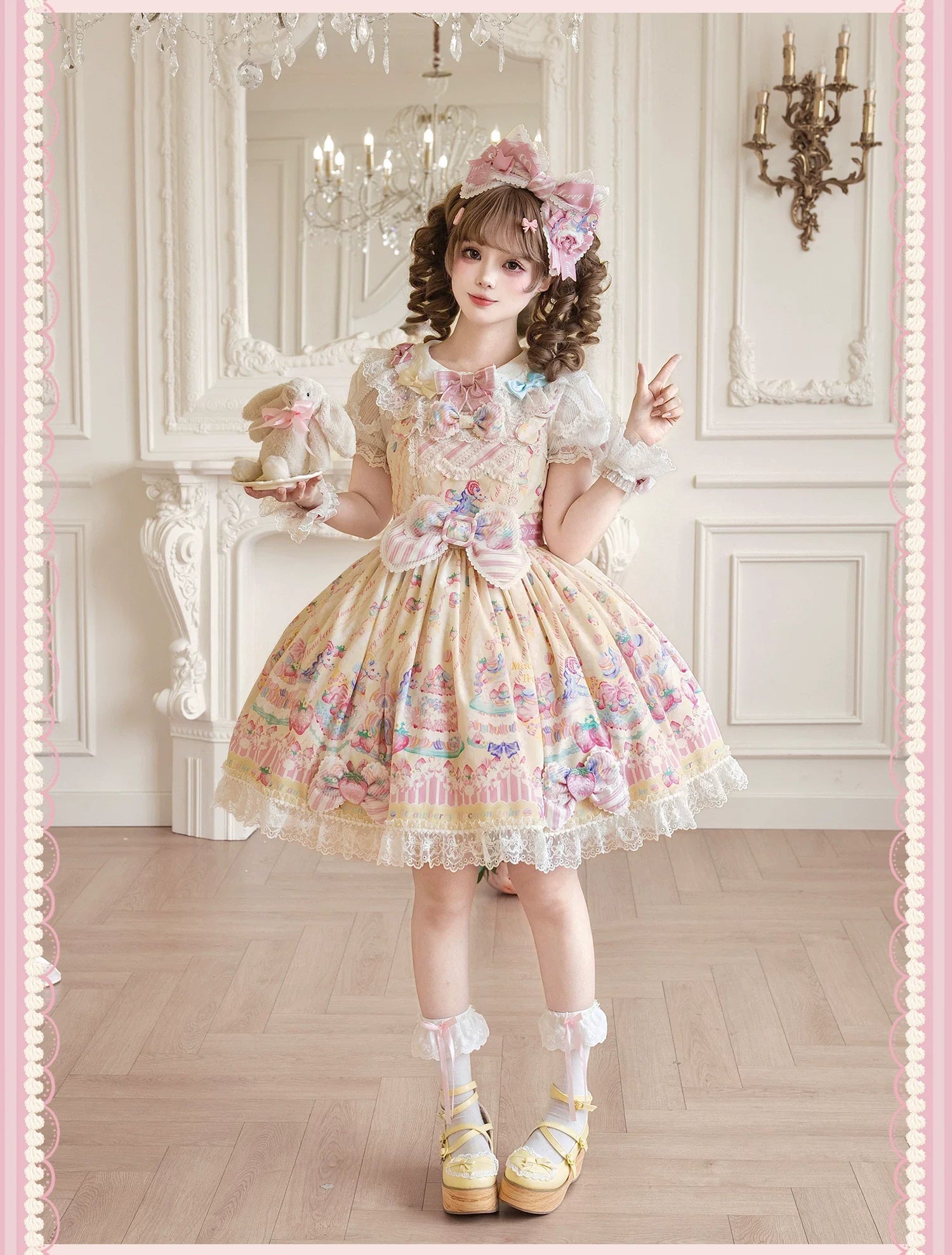 Macaron - Printed Sweet Lolita OP Dress and Old School JSK - image 16
