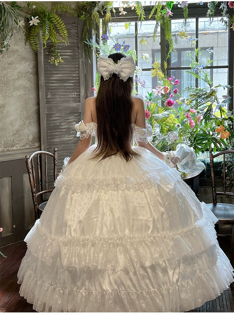 Love and Roses Princess Bridal Lolita Dress with Tiered Rose Skirt - image 9
