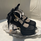Floating Koi Land - Satin Classic Lolita Platform Shoes with Transparent Heel - image 37