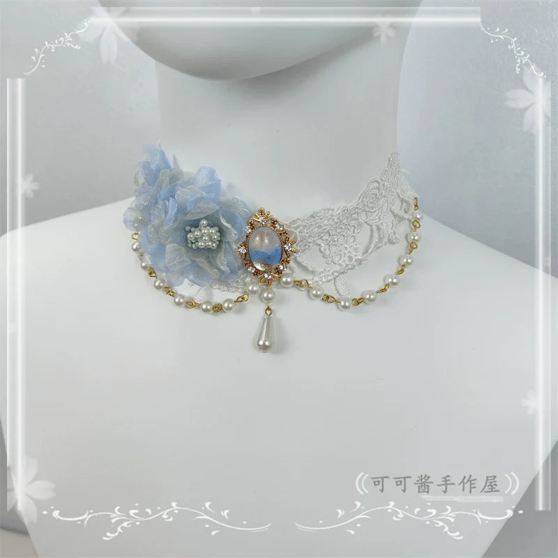 Elegant Lolita Rose Gemstone Pearl Necklace - image 15