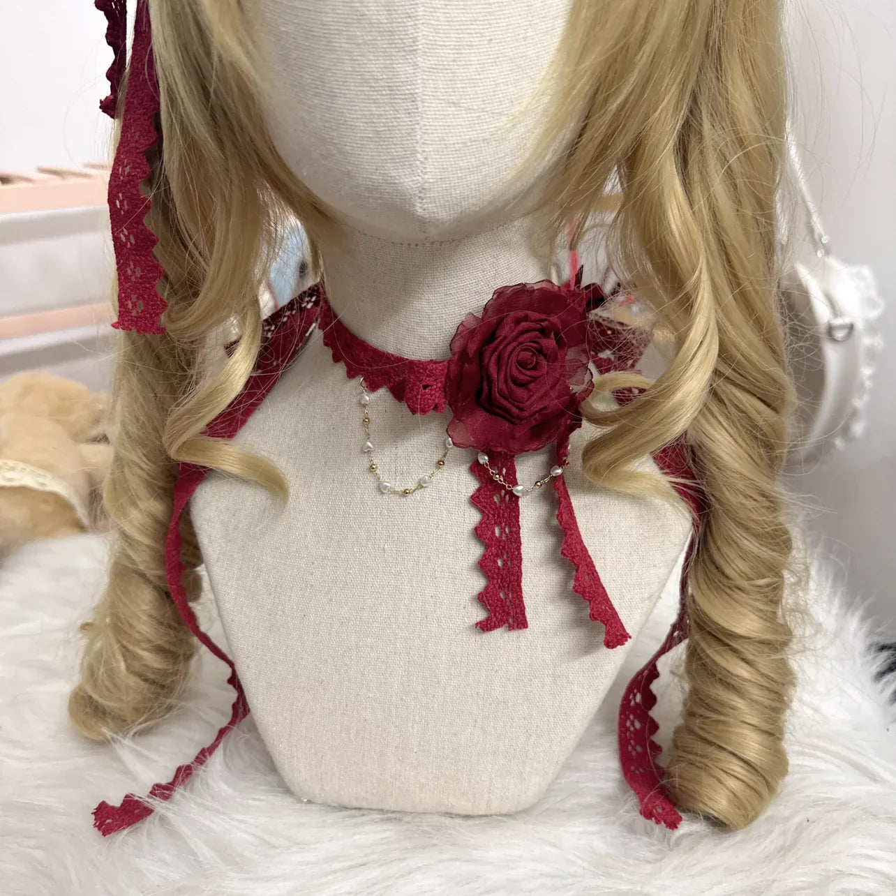 Elegant Lolita Rose Choker Handmade Headdress Set Multicolors - image 5
