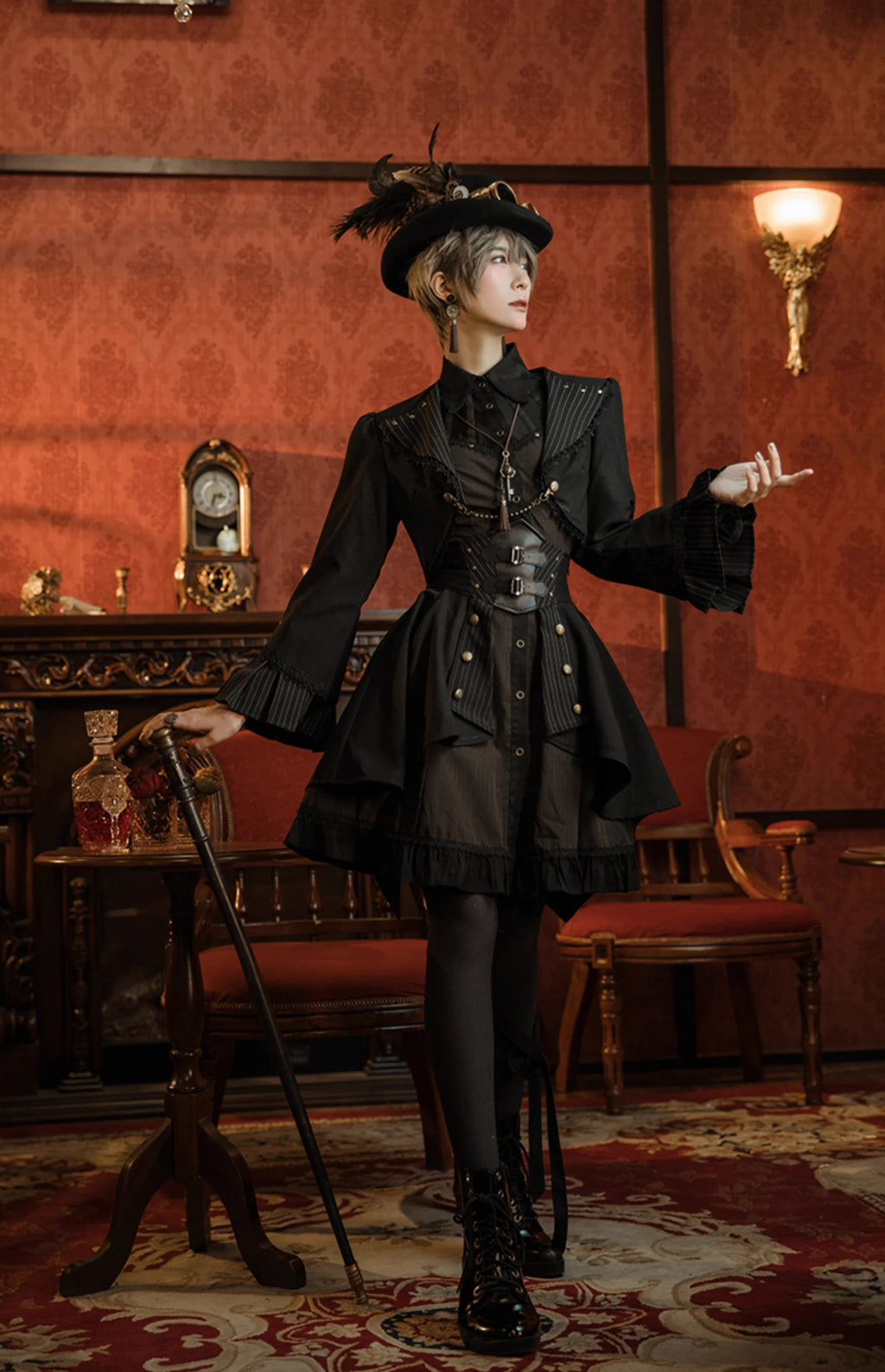 Gothic Lolita Black Cropped Cardigan Jacket - image 26
