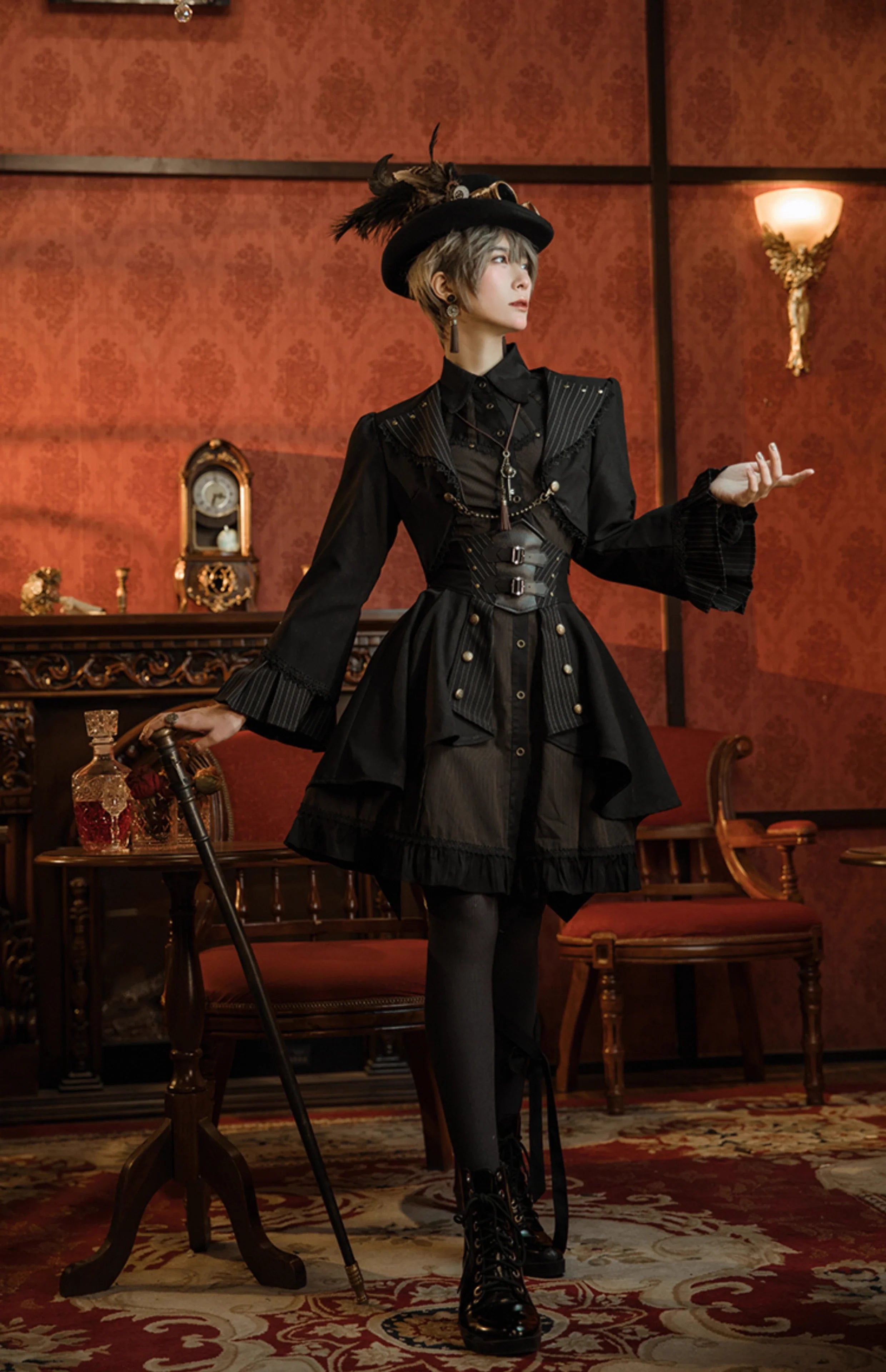 Gothic Lolita Black Cropped Cardigan Jacket - image 26