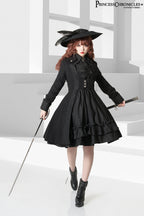 Black and Blue Retro Ouji Lolita Shirt with Mutton Sleeves - image 26