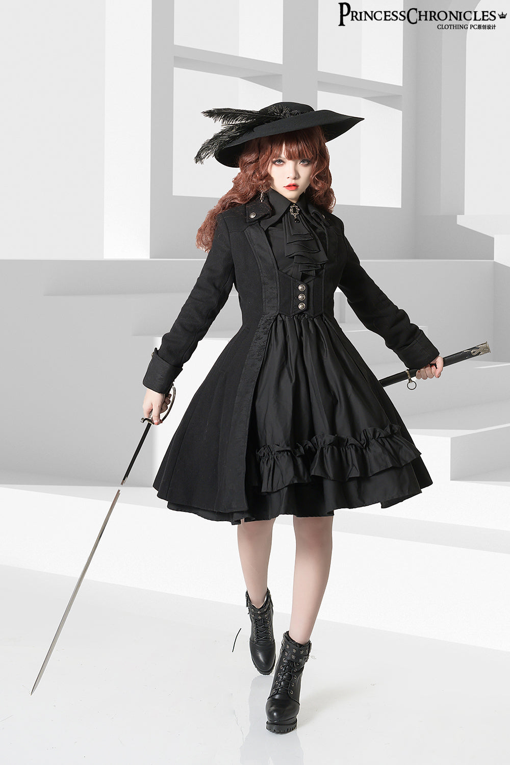 Black and Blue Retro Ouji Lolita Shirt with Mutton Sleeves - image 26