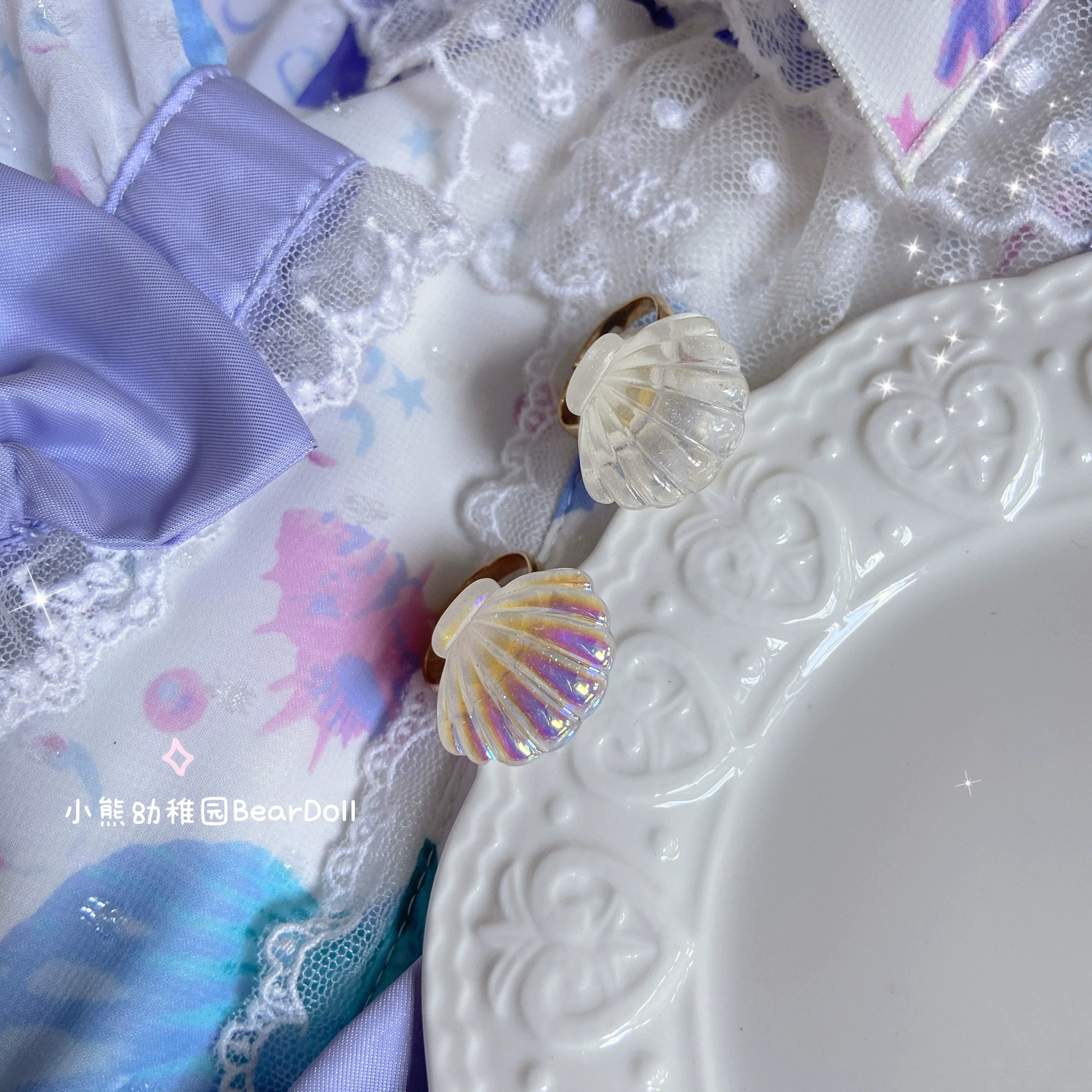 Kawaii Lolita Shell & Heart Adjustable Ring Collection - image 23