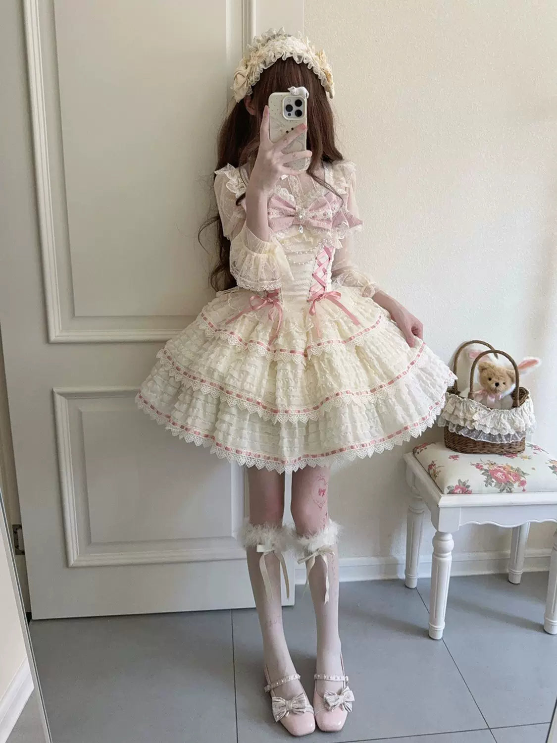Floral Elegy - Sweet Lolita JSK Dress, Tiered Hem - image 15
